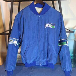 Vintage Seattle Seahawks Starter Pro Line Men’s Full Snap Bomber Jacket Size L